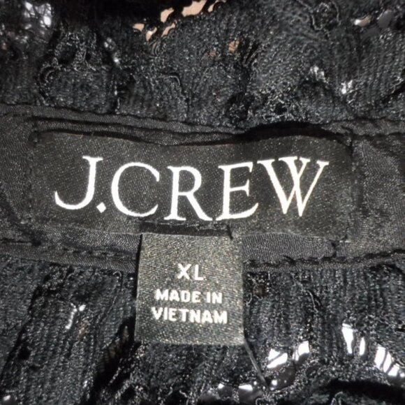 NWT J Crew Womens XL Black Lace Ruffle Neck Long Sleeve Knee Length Dress - Picture 5 of 6